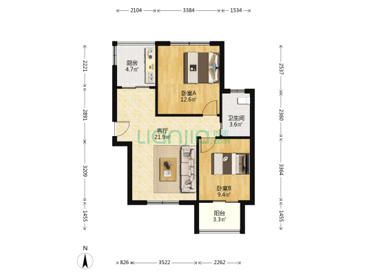 馨佳园(韶山路348弄) 2室1厅1卫 73平方