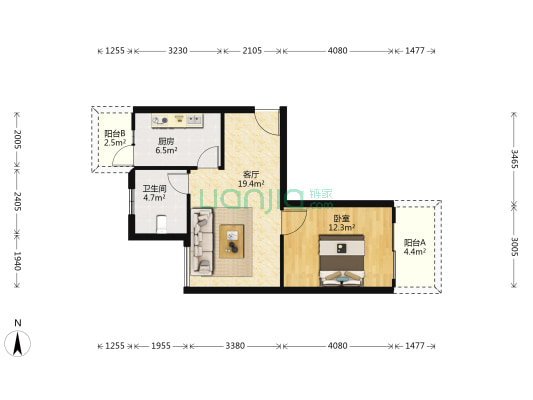 明南佳苑 1室1厅1卫 59平方