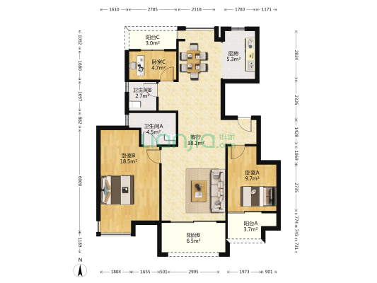 锦澜府 3室1厅2卫 115平方