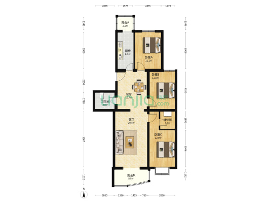 顺成嘉苑 3室2厅1卫 116平方