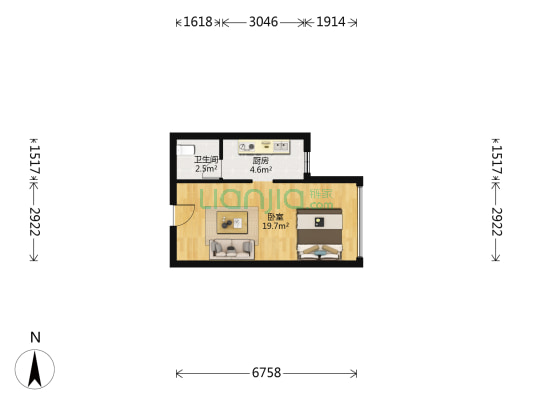 春熙苑二期 1室0厅1卫 37平方