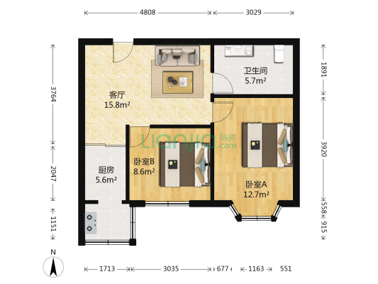 橙色时光 2室1厅1卫 66平方