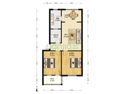 劳动西巷234号 2室1厅1卫 90平方