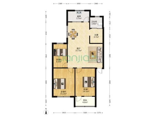 东坝新村 3室1厅1卫 101平方