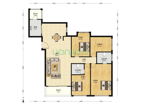 金绣铭座 3室1厅2卫 190平方