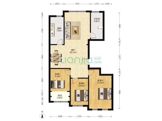 华锦苑 3室1厅1卫 135平方