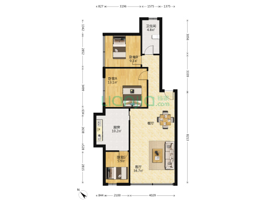 骐宝苑 3室1厅1卫 94平方