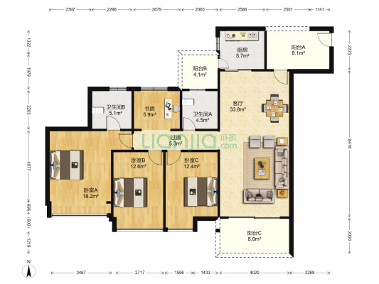 崇仁嘉苑 4室1厅2卫 146平方