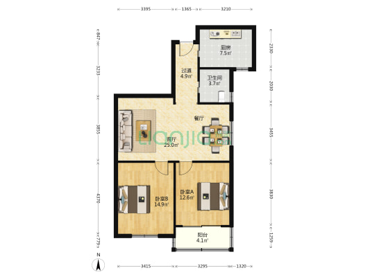 建银曙光小区 2室1厅1卫 98平方