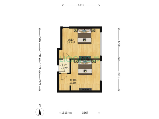前门前 2室0厅0卫 66平方