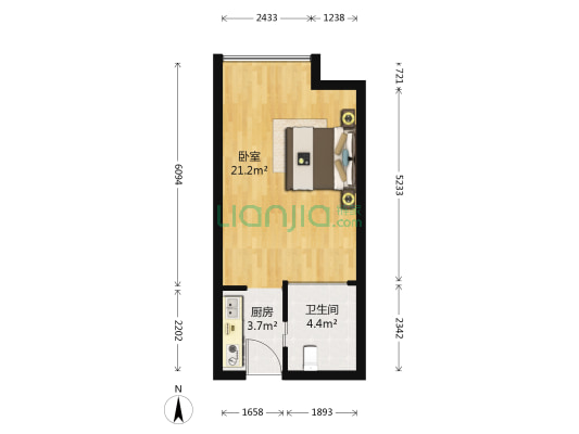 新都汇 1室0厅1卫 43平方