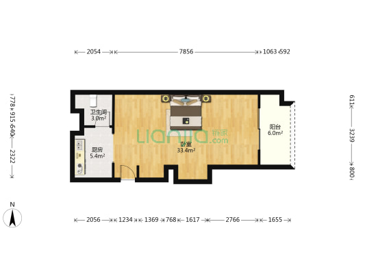 桂林恒大广场 1室0厅1卫 68平方