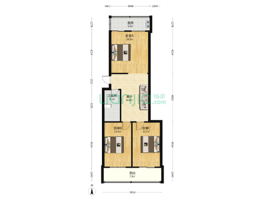 劲松北路小区11号院 3室1厅1卫 85平方