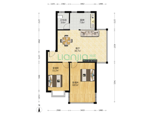 金花苑 2室1厅1卫 82平方
