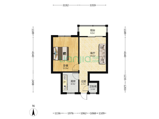 电厂街25号院 1室1厅1卫 47平方