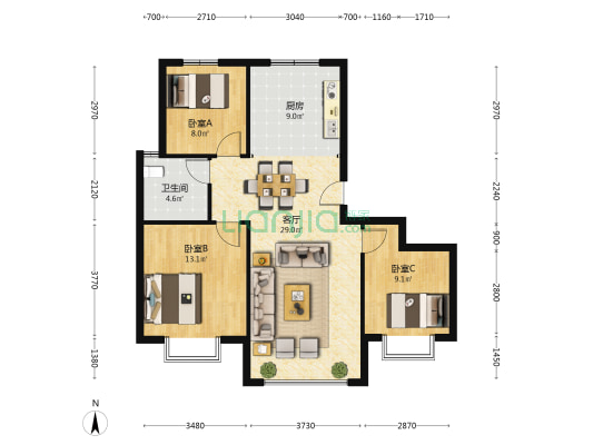 南关小区(昌乐) 3室1厅1卫 122平方