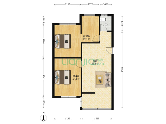 大庆路 2室1厅1卫 78平方