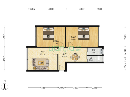 市南巷47号小区 2室2厅1卫 72平方