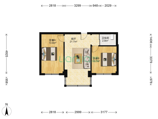 道台小区 2室1厅1卫 75平方