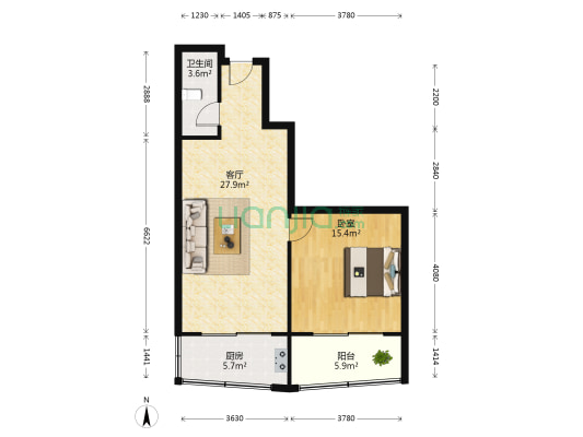 盈峰翠邸 1室1厅1卫 78平方