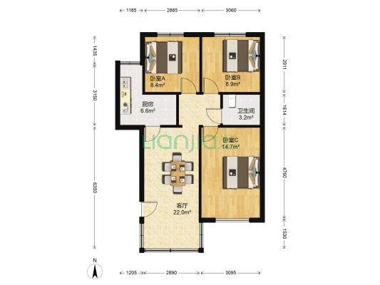 民丰二村 3室1厅1卫 85平方
