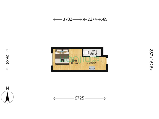 万科翡翠新都会 1室0厅1卫 29平方