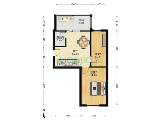 昌盛街二段 2室1厅1卫 57平方