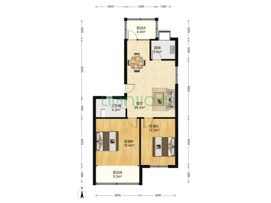 自力新村 2室1厅1卫 81平方