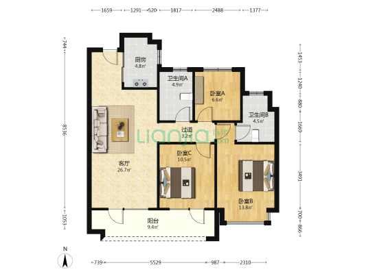 港城华府·天境 3室1厅2卫 117平方