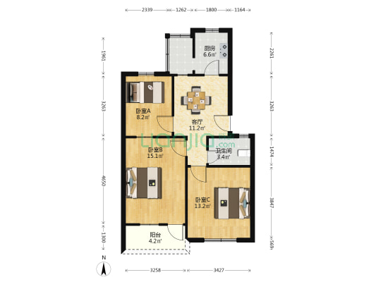 百狮子桥散盘 3室1厅1卫 73平方