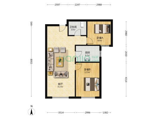 鸿坤理想湾  精装修  业主诚意出售  税少-户型图