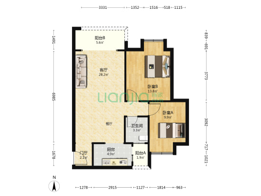 西堰居 2室1厅1卫 89平方