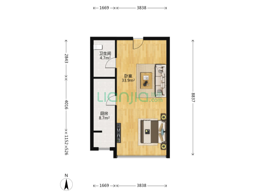 香麓雅庭 1室0厅1卫 69平方
