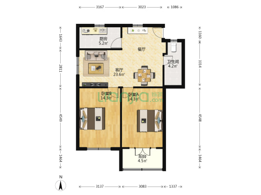 康泰公寓 2室1厅1卫 81平方