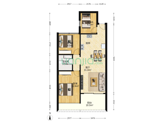 香醍25度 3室1厅1卫 74平方