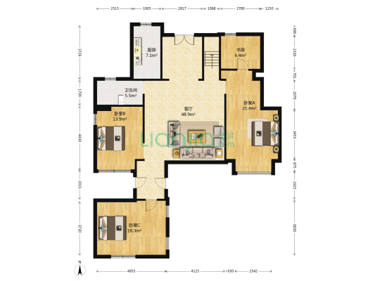 万科信成道二期 4室1厅1卫 267平方