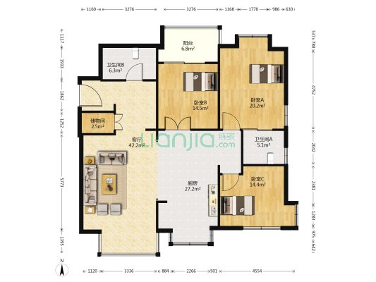 瑞都景园 3室1厅2卫 177平方