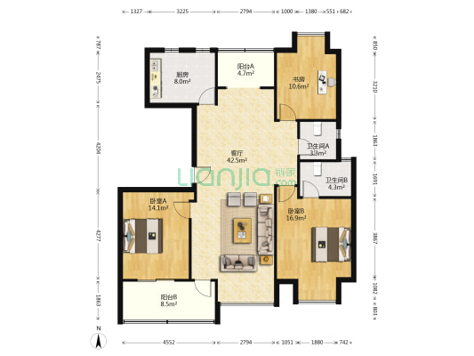 石林云城 3室1厅2卫 131平方
