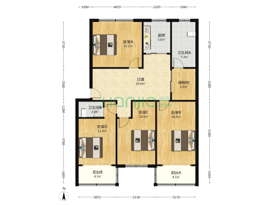 航东路606弄 4室0厅2卫 128平方