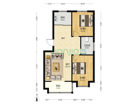 幸福嘉苑 2室1厅1卫 81平方