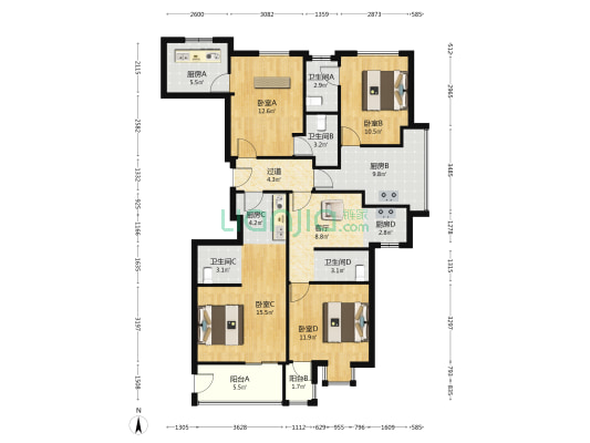 清上苑 4室1厅4卫 147平方