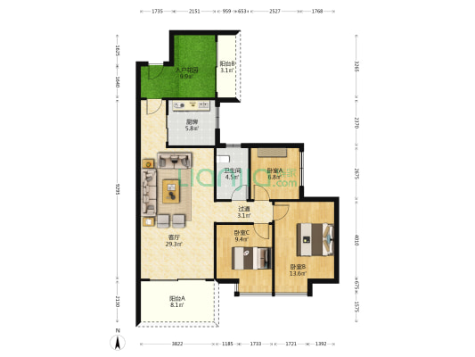 幸福魔方二期 3室1厅1卫 101平方