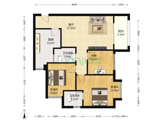 巨豪青春里 3室1厅2卫 93平方