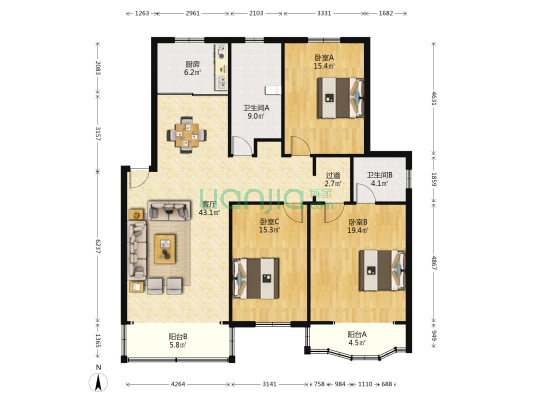 武家嘴新村 3室1厅2卫 150平方