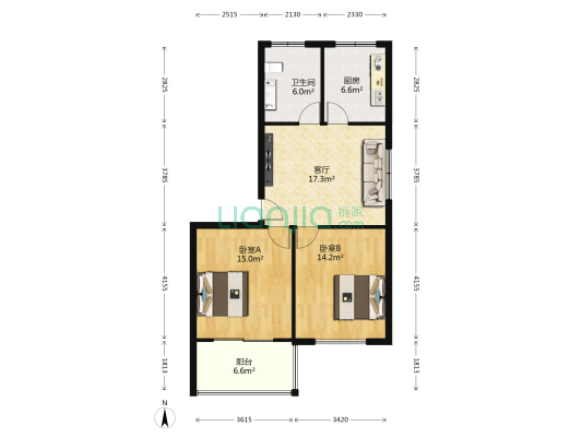 玉泰花园 2室1厅1卫 85平方
