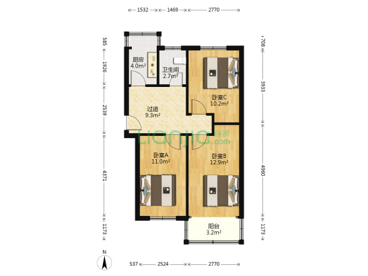 永安街20号院 3室0厅1卫 67平方