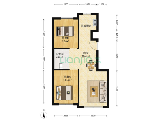 万龙银河城二期 2室1厅1卫 82平方