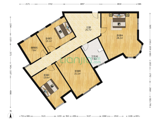 锦安小区 4室0厅1卫 143平方