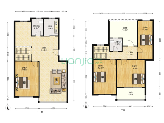 海澜名花苑 4室1厅2卫 199平方