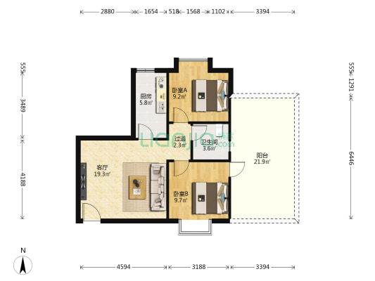枫林一品 2室1厅1卫 83平方